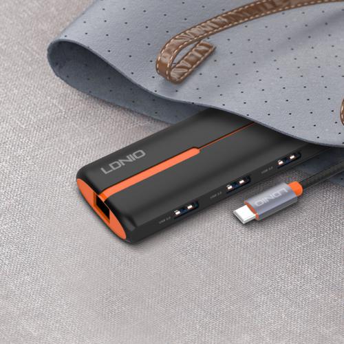 Hub chuyển đổi LDNIO 6 in 1USB - USB-C Type C chuyển PD3.0 HDMI USB2.0 SD TF Data Port DS-56H