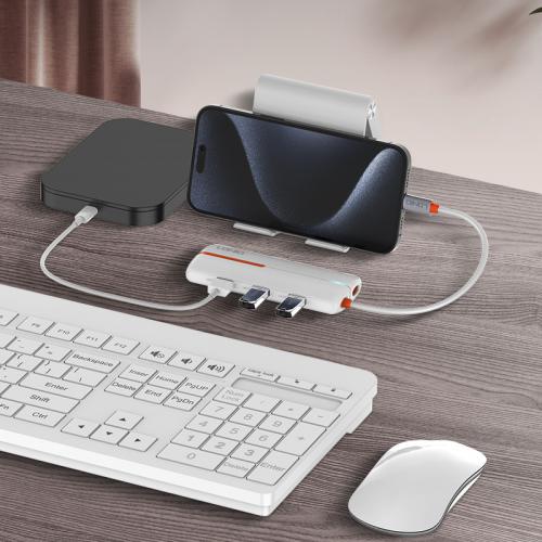 Hub chuyển đổi LDNIO 6 in 1USB - USB-C Type C chuyển PD3.0 HDMI USB2.0 SD TF Data Port DS-56H